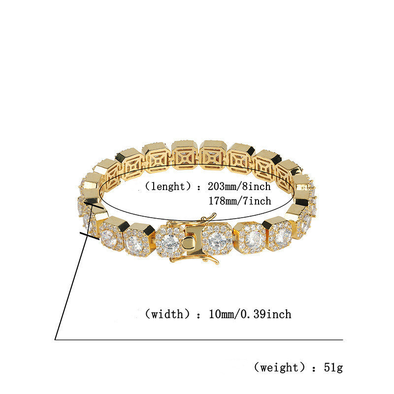 Men's round zircon plum blossom bracelet