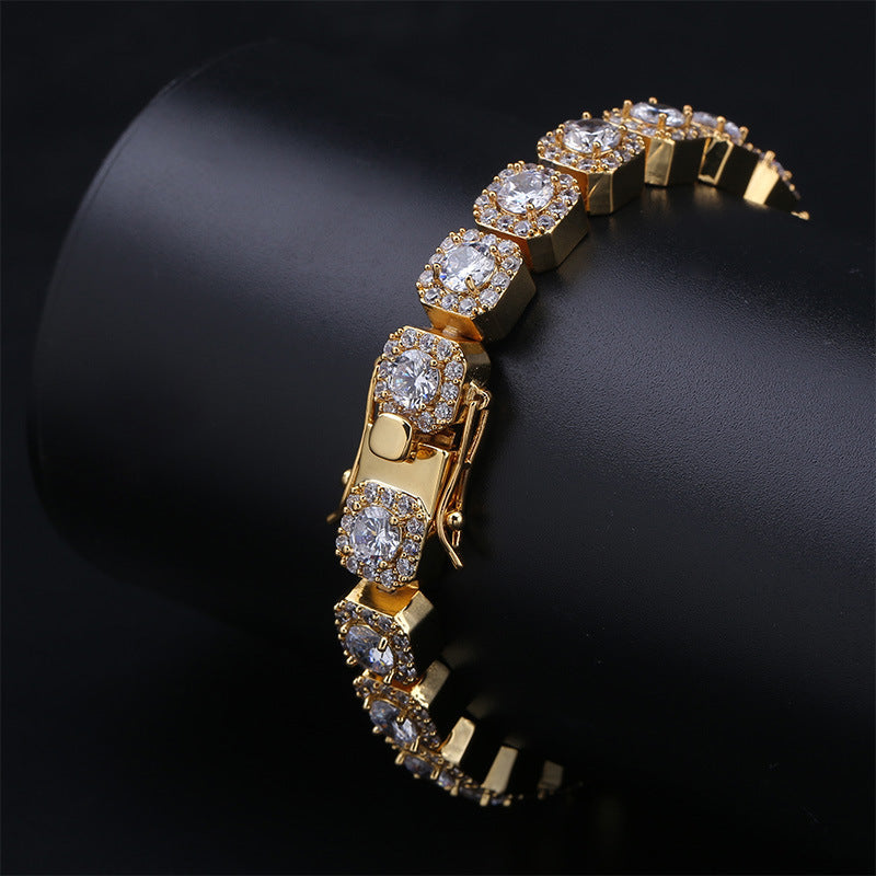 Men's round zircon plum blossom bracelet
