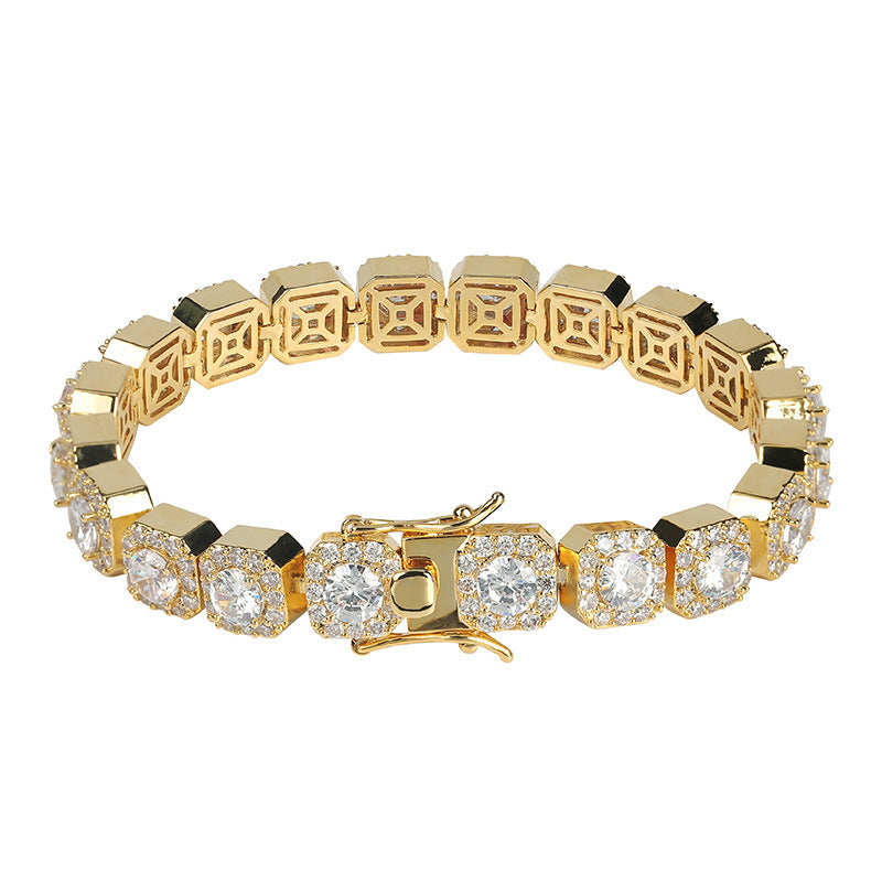 Men's round zircon plum blossom bracelet