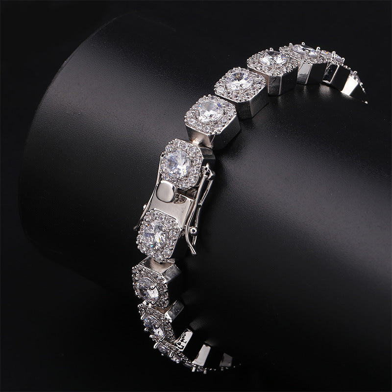 Men's round zircon plum blossom bracelet