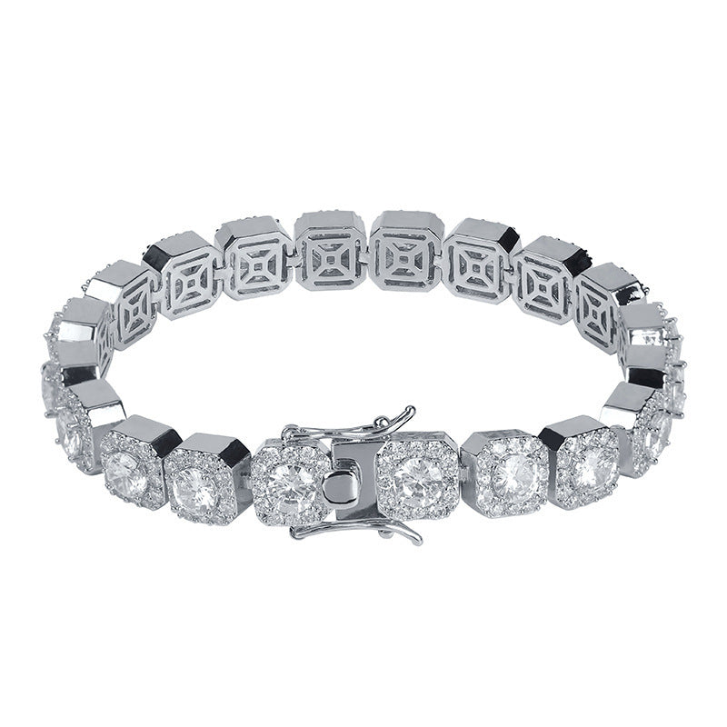 Men's round zircon plum blossom bracelet
