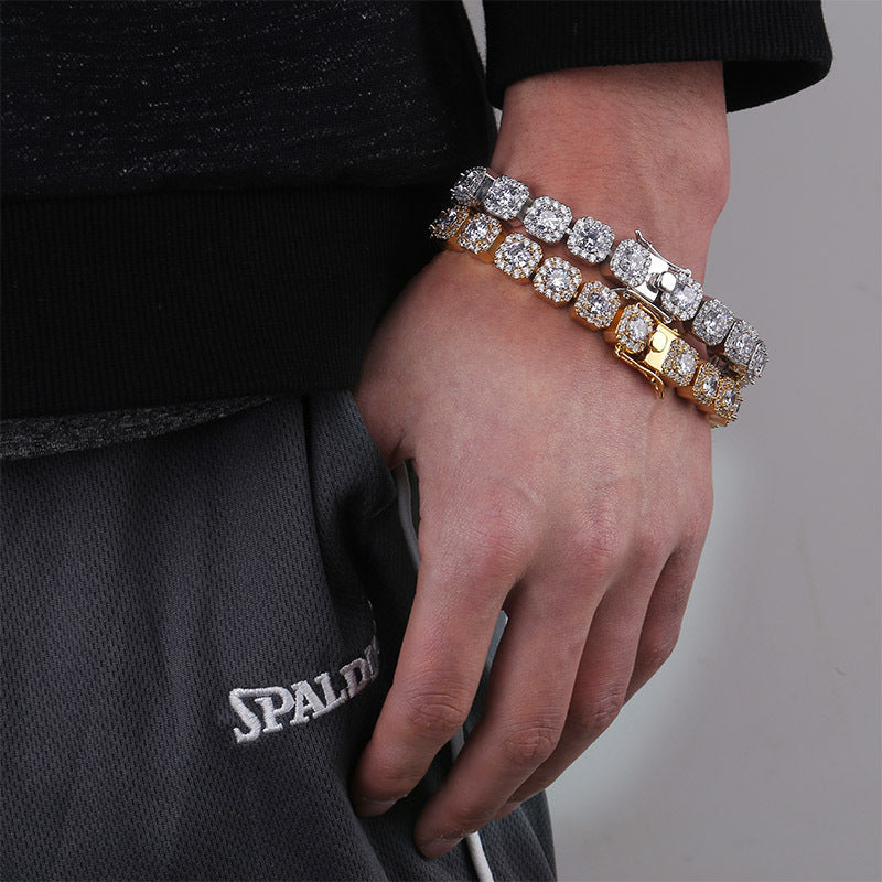 Men's round zircon plum blossom bracelet