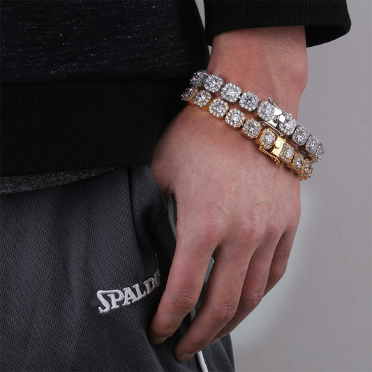 Men's round zircon plum blossom bracelet